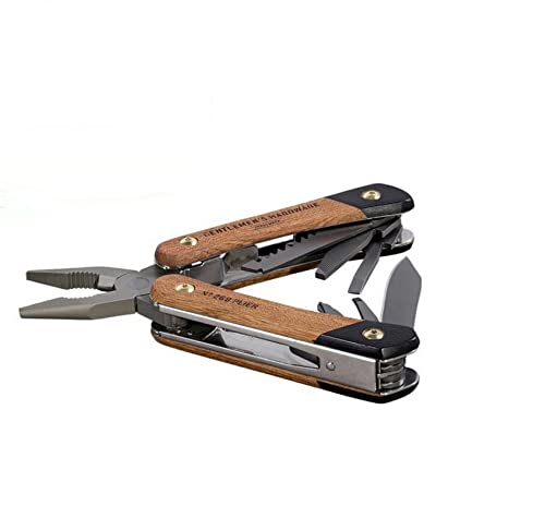 Gentlemen’s Hardware Wood-Handled Multi-Tool,12-in-1, Pliers, Knife, Wire Cutters, Screwdriver, Bottle Opener, File