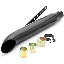 Black Baking Motorcycle Exhaust, 1.50/1.57/1.70/1.77in Motorcycle Muffler, Retro Left/Right Side Mount Exhaust Pipe for Cafe Racer Chopper Motorcycles, Deep & Loud One Piece