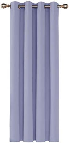 Deconovo Thermal Insulated Curtain Eyelet Blackout Curtain Lining Single Curtain for Door 52"x 54" Navy Blue 1 PANEL