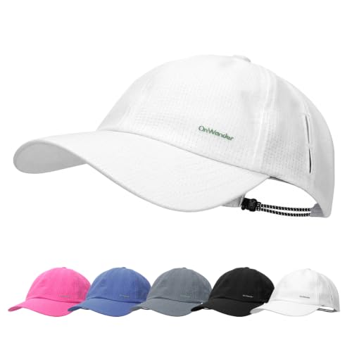 OnWander Lightweight Golf Hat for Women Men UPF 80+ Sun Protection Cap Breathable Quick-Dry Baseball Cap for Running Sport White
