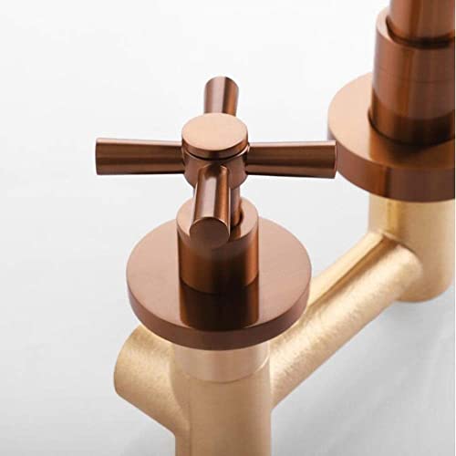 Robinet de salle de bain mural or rose mélangeur lavabo double commande