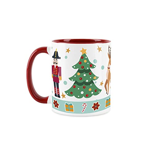 Nutcracker Suite Ballet Christmas Mug - White and Red Xmas Reindeer Festive Tea Coffee Gift Present, Red,white - Image 2