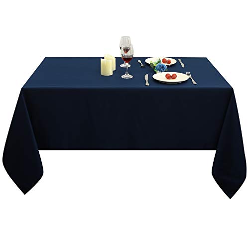 Image of Obstal Rectangle Table Clothes for 8 Foot Rectangle Tables, Navy Blue | Oil-Proof Spill-Proof and Water Resistance Tablecloth, Decorative Fabric Table Cover for Outdoor and Indoor Use