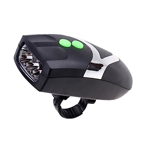 Mikikit Portable LED Bike Headlight Electric Horn LED White Light with Easy Mounting Bracket for Night Riding Safety for Bicycles Black