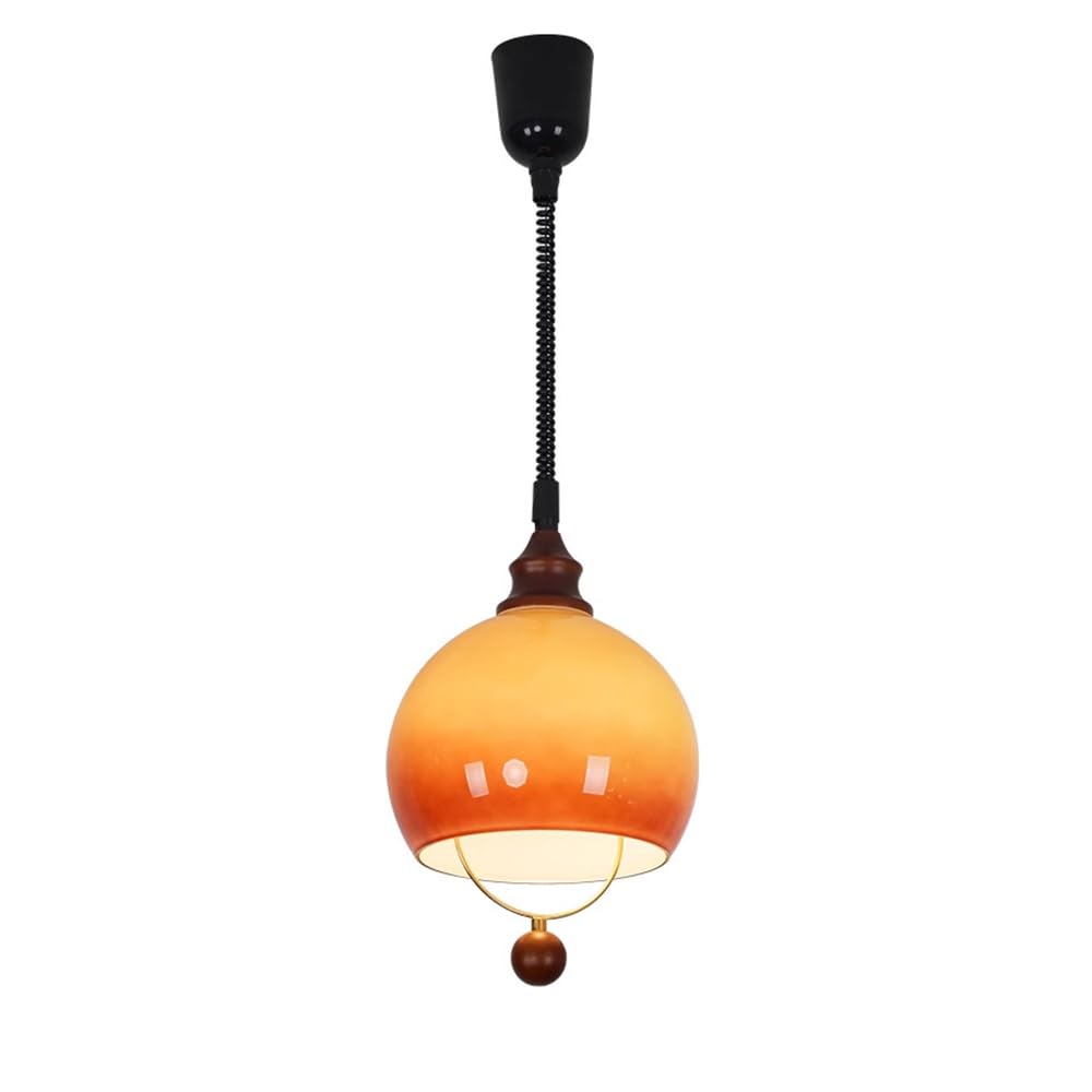 RSZCSMO Medieval LED Restaurant Dining Table Chandelier Retro 9.84-inch Bedroom Bedside Glass Chandelier is Suitable for Bar Teahouse Hotel,Lighting Fixture