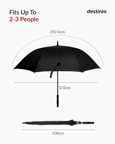 Image of Destinio Big Umbrella for Rain, Large Family Umbrela, Auto Open, UPF 50+ Sun Protection, Heavy Duty Windproof Waterproof Golf Umbrella for Men Big Size with UV Coating, Strong Fiberglass Rib Umbrellas