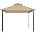 Yaheetech Gazebo for Patios - 11x11ft Outdoor Powder-Coated Steel Frame Gazebo, Double Roofs Grill Shelters BBQ Pavilion for Lawn/Backyard/Garden/Deck, Khaki