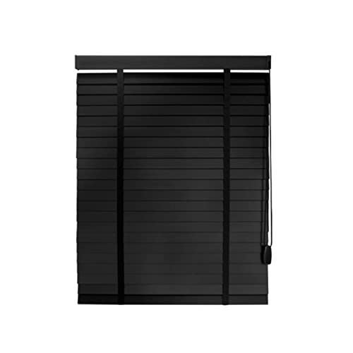 Persianas Negras Interior De Madera Con Cordón De Tracción Persianas Para Ventanas De Cocina Frio Y Calor Con Soporte De Abrazadera, Persiana Veneciana Oficina Comedor Cortina Cocina Puerta,140x130CM Cover