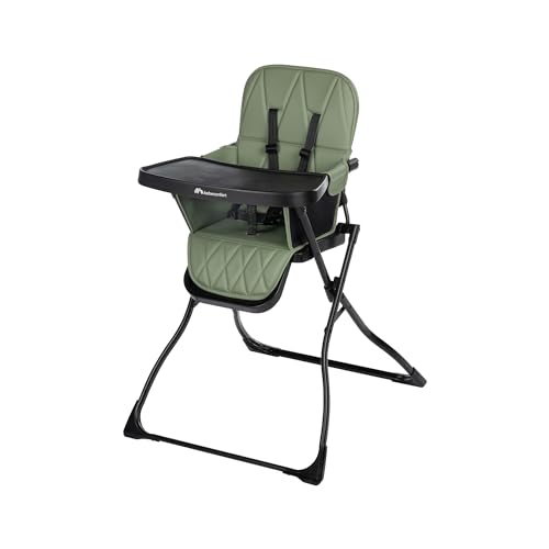 Image of Bebeconfort Lily, Baby High Chair, 6 Months - 3 Years (Up to 15 kg), Compact & Lightweight Travel High Chair (4kg), Soft Padding, One-Hand Fold, Easy to Clean, 5-Point Safety Harness, Mineral Green