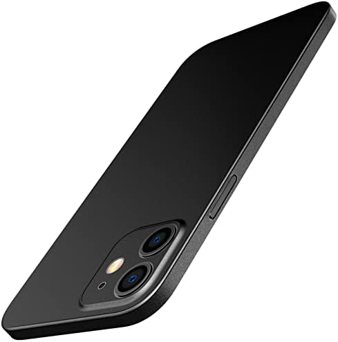 JETech Ultra Slim (0.35mm Thin) Case for iPhone 12, 6.1-Inch, Camera Lens Cover Full Protection, Lightweight, Matte Finish PP Hard Minimalist Case, Support Wireless Charging (Black)