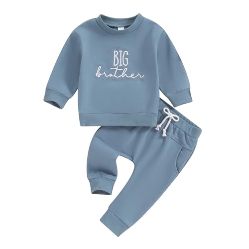 Image of Bonangber Sibling Matching Outfits Newborn Toddler Baby Long Sleeve Crewneck Sweatshirt with Pants Cute Fall Winter Clothes