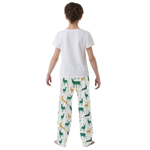 Reindeer Snowflake Star Boys Long Pants Soft Trousers Elastic Waist Kids Lounge Bottoms with Pockets S-XL3