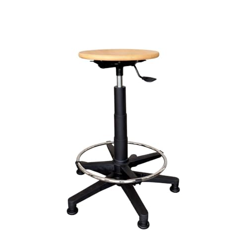 IDEALSEDIE SGABELLO CON PIEDINI GIREVOLE REGOLABILE IN ALTEZZA, PUO' ESSERE RICHIESTO CON RUOTE, TONDELLO IN MULTISTRATO DI FAGGIO- H Min 57Cm H Max 83 Cm