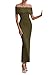 PRETTYGARDEN Women's Off The Shoulder Maxi Dresses 2025 Summer Formal Elegant Cocktail Party Wedding Guest Long Dress (Army Green,Large)