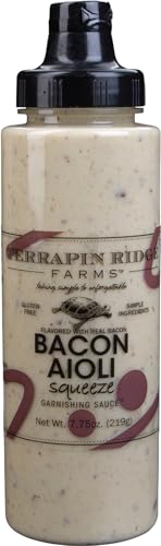 Terrapin Ridge Farms Bacon Aioli – Creamy Gourmet Spread with Smoky Bacon & Dijon Mustard – Gluten & Dairy Free, Keto Friendly,— 7.75 oz Squeeze Bottle