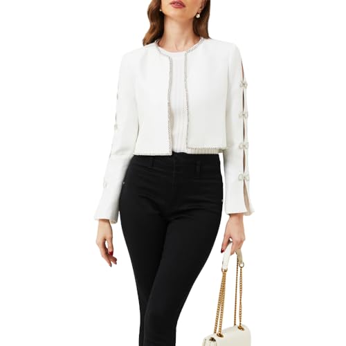 Women's Luxury Jackets Structured Dressy Jackets Crystals Short Cape Jacket, Wedding Guest Dinner Date Night, XS-XXXL4