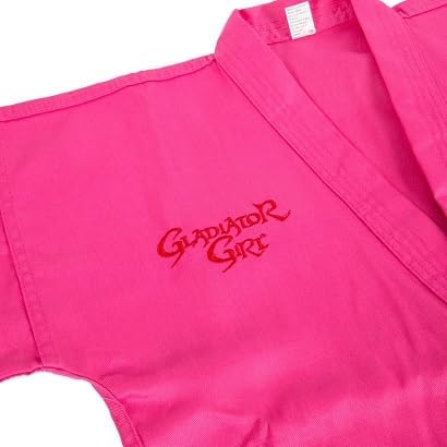 Gladiator Girl Karate Uniform with Free White Belt 6 oz. 55/45 Blend Pink size #00