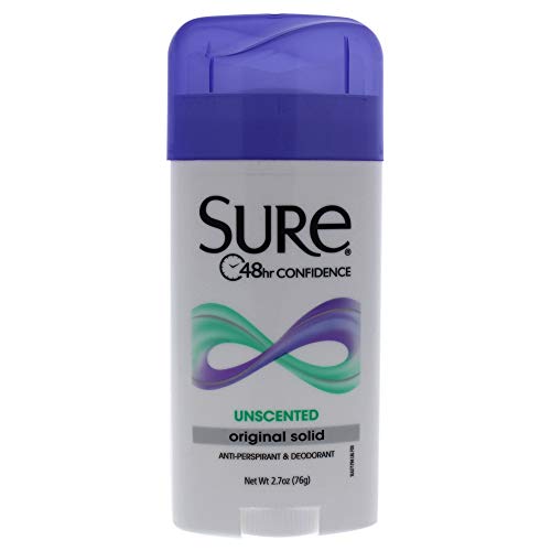 Sure Original Solid Anti-Perspirant and Deodorant, Unscented, 2.7 Ounce