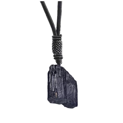 Pendentif Tourmaline Noire Naturel Élégant Cadeau Saint Valentin Romantique Pierre de Protection pour Couple Collier Spiritualité avec Cordon Noir Amulette...