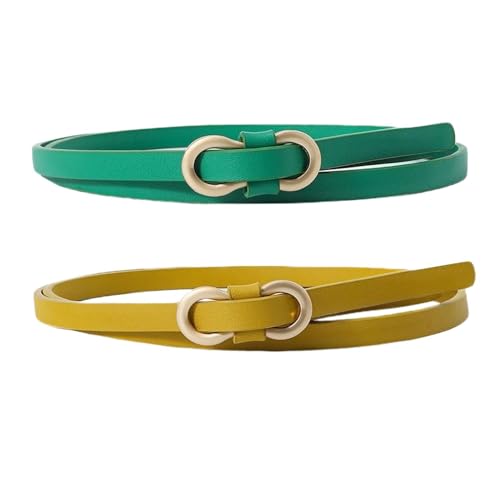 Women's 2 Pack Fashion Belt Skinny Faux Leather Slimming Metal Elegant Basic Casual Winter 2 Piece Set