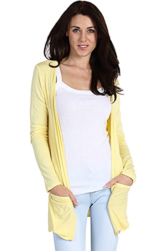 Crazy Girls Womens Long Sleeve Boyfriend Cardigan, Yellow, SM (UK 8-10)