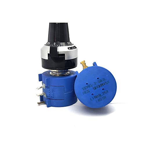 1Set 3590S-2 Series Precision Multiturn Potentiometer 10 Ring Adjustable Resistor+ Turns Counting Dial Rotary 6.35mm Knob,20K Ohm
