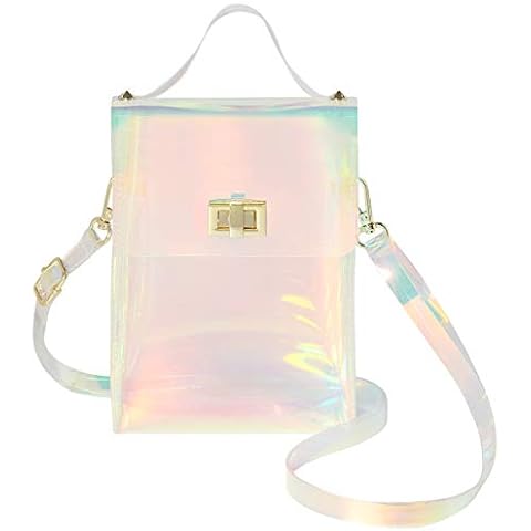 INICAT Clear Small Crossbody Bags Stadium Approved Cell Phone Jelly Purse Shoulder Bag For Women(Colorful-Vertical2) Cover