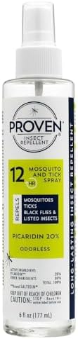 Proven Insect Repellent Spray – Keep Mosquitoes, Ticks and Flies Off, DEET Alternative Repellent, Up to 12-Hour Protection, Great for Camping or Hiking – 6 Ounce, Odorless Spray