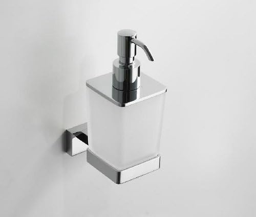 TACCY Bathroom Square Soap&Lotion Dispenser with Frosted Bottle and Brass Holders in Polished Chrome Finish Wall Mounted #HD13