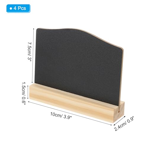 PATIKIL Mini tablice kredowe, 4 szt., małe tabliczki na tablicę kredową ze stojakiem na sztalugę, dwustronny drewniany łuk, tablica kredowa do etykiet żywności, na imprezy, wesela, dekoracje imprezowe