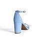 DREAM PAIRS Women's Chunk Low Heel Pump Sandals,Size 8,Baby/Blue/Suede,CHUNK