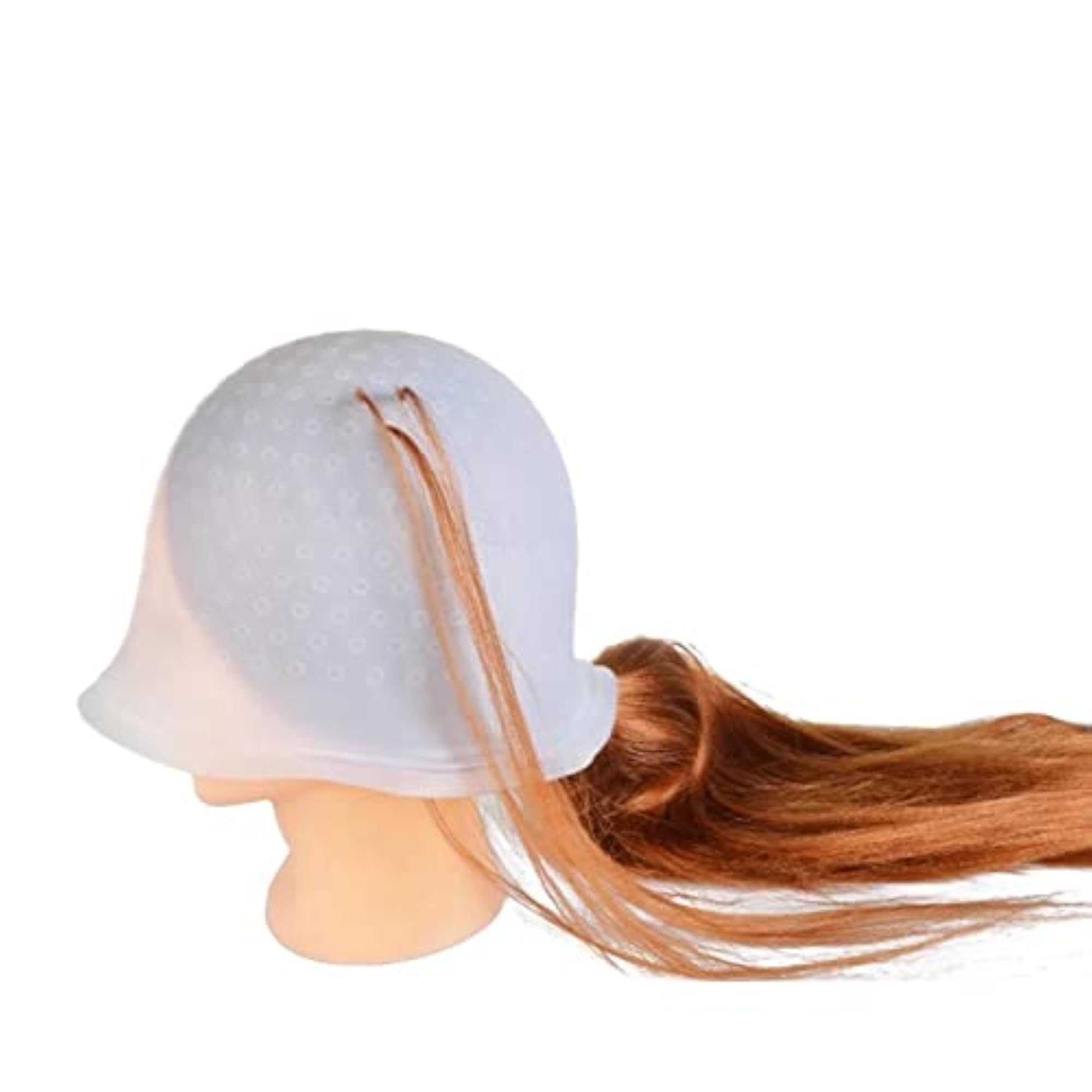 Silicone Highlighting Cap Hair Dye Coloring Hat Adjustable DIY Reusable Soft White