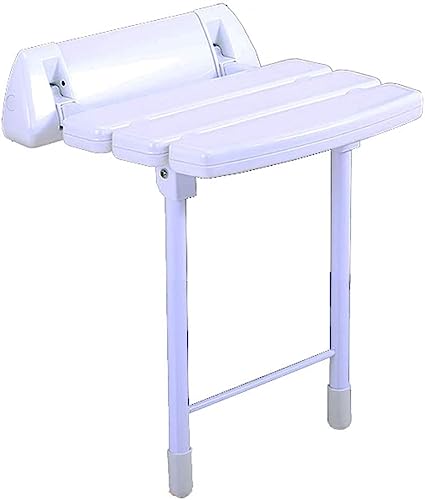 Tabouret de douche mural pliant en métal et plastique blanc - 2