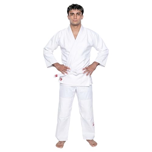 FUJI Essential Judo Gi Uniform, Kids & Adults Lightweight Cotton Training Gi 400 GSM, White, Size 4