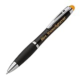 Touchpen Drehkugelschreiber Touchpen Leucht-Kugelschreiber mit Gravur / Farbe: schwarz-gelb