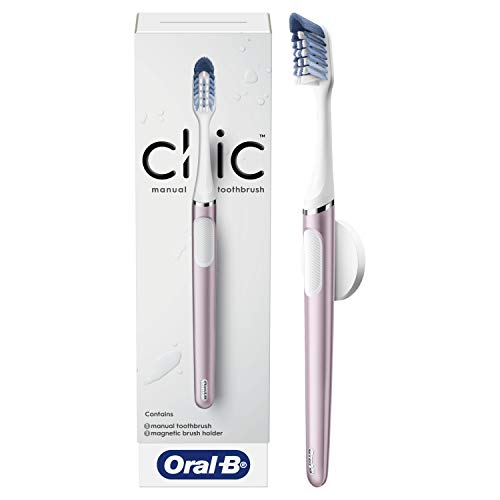 Image of Oral-B Clic Toothbrush, Rose, with Brush Head and Magnetic Toothbrush Holder
