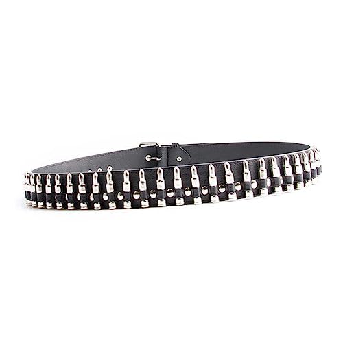 Men's Punk Bullet Belt Artificial Leather Waistband Alloy Buckle Stylish Casual Accessory for Jeans and Rave Outfits2