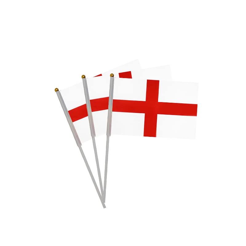 50 Pieces Small England Stick Flag Hand Held Bunting Flag St George’s Day English Supporter Sports Waving Flag Football Fans Festival Celebration Party Angles Parades 14x21cm National Day - Image 3