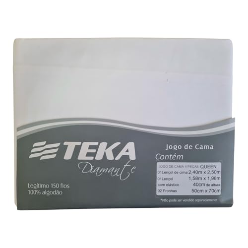 Jogo de Cama 4 Pçs Teka Premium 100% Algodão Percal (BRANCO, QUEEN -150 FIOS)