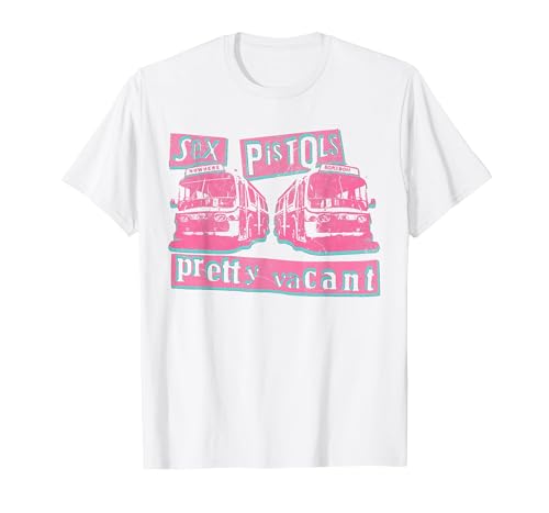 Image of Sex Pistols Official Pretty Vacant Pink Campervan T-Shirt, Men, White, Large