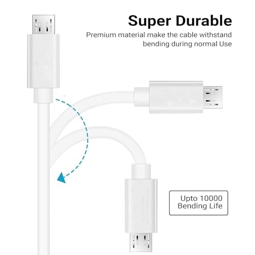 Image of Mudo Sync Quick Fast Charging Cable | Micro USB Data Cable | Compatible With Realme 1, 2, 2 Pro, 3, 3 Pro, 3I, C1, C11 2021, C21Y,Realme Narzo 50I & Others, White - 6 Month Warranty, 1M