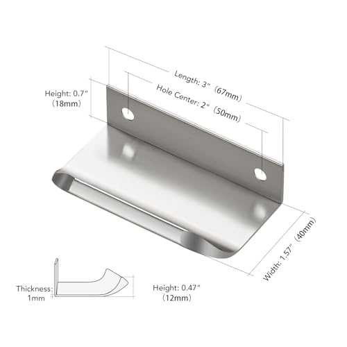 Image of Brushed Nickel Cabinet Handles Finger Edge Pulls 3 Inch CC 10 Pack