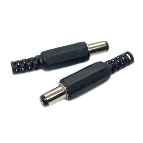 Lzzvibo 10Pcs 5.5×2.1mm 9mm DC Male Plug Power Supply Ends Solder Type DIY DC Barrel Connector with Shrinkle Tube (5.5×2.1mm)