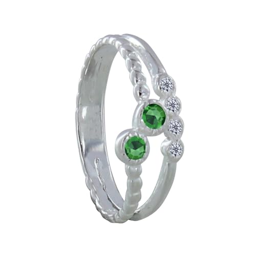 Bague Argent 925 double strass vert idéale pour sublimer vos tenues de soirée