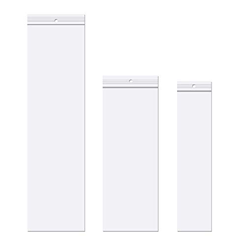 Long Jewelery Plastic Bags 300pcs 3 x 12/3 x 8/2 x 8 Clear Zipper Reclosable Necklace Bags with Hang Hole Poly Zip Lock Storage Bags 2 Mil