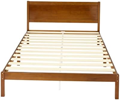 Amazon Basics, Solid Pine White Bed Frame with Classic Headboard - Double 4ft x 7ft