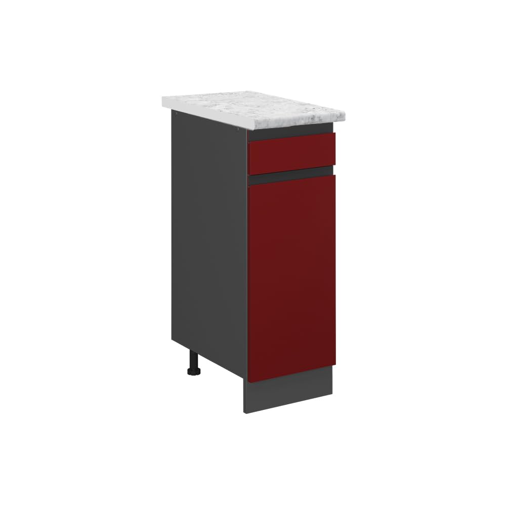Vicco Kitchen base cabinet Raul, Red, 30 cm J-Shape WT Marble, for flexible combination within modular kitchen systems โ image 1