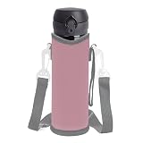 水筒カバー 水筒ケース 水筒ホルダー ショルダー ペットボトルケース 480ml 500ml 600mlストラップ 付き 水筒ケース 肩かけ キッズ 水筒 ボトル カバー ペットボトルホルダー ペットボトル カバー 子供 大人 おしゃれ 保温 保冷 男女兼用 Forサーモス/象印/タイガー/魔法瓶用 Mesanda (D-480ml 500ml 600ml-L_ライトピンク)