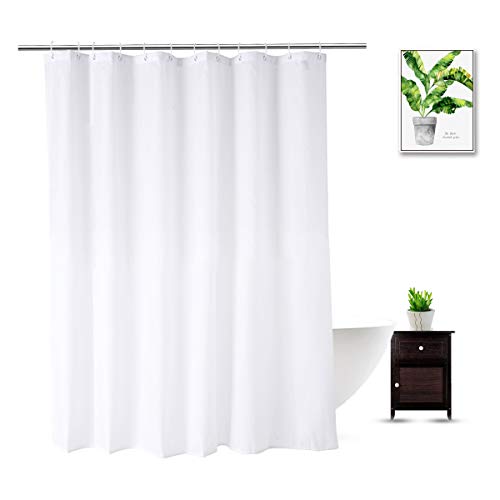 Image of Extra Long Shower Curtain Liner 80 Inches Long, Heavy Duty Water Repellent Cloth Fabric Shower Curtains for Spa and Hotel Quality, Machine Washable, 72 x 80 Inch, White
