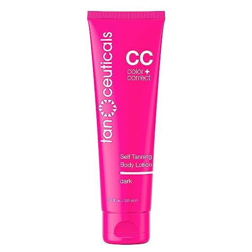 Tanceuticals #1 Rated Self Tanner - CC Self Tanning Lotion for Body Gives Natural, Long Lasting Sunless Tan - Fresh Coconut Scent and Full of Healthy Cosmeceuticals - Easy to Apply - Dark 4.2 oz